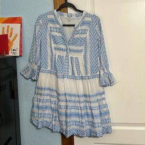 Crown and Ivy blue and white tribal dress. Size medium
